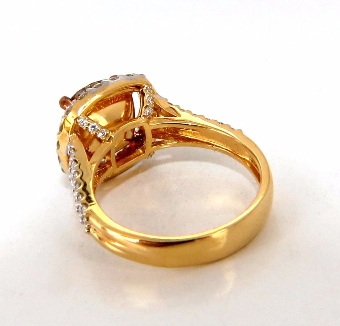 GIA certified 2.23ct Fancy Brown Yellow Diamond ring Halo Cluster 18kt 10677 *v - 7