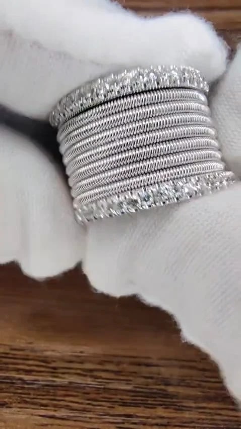 .50ct natural round bead set diamonds wide band 18kt coil wrap *v - 2