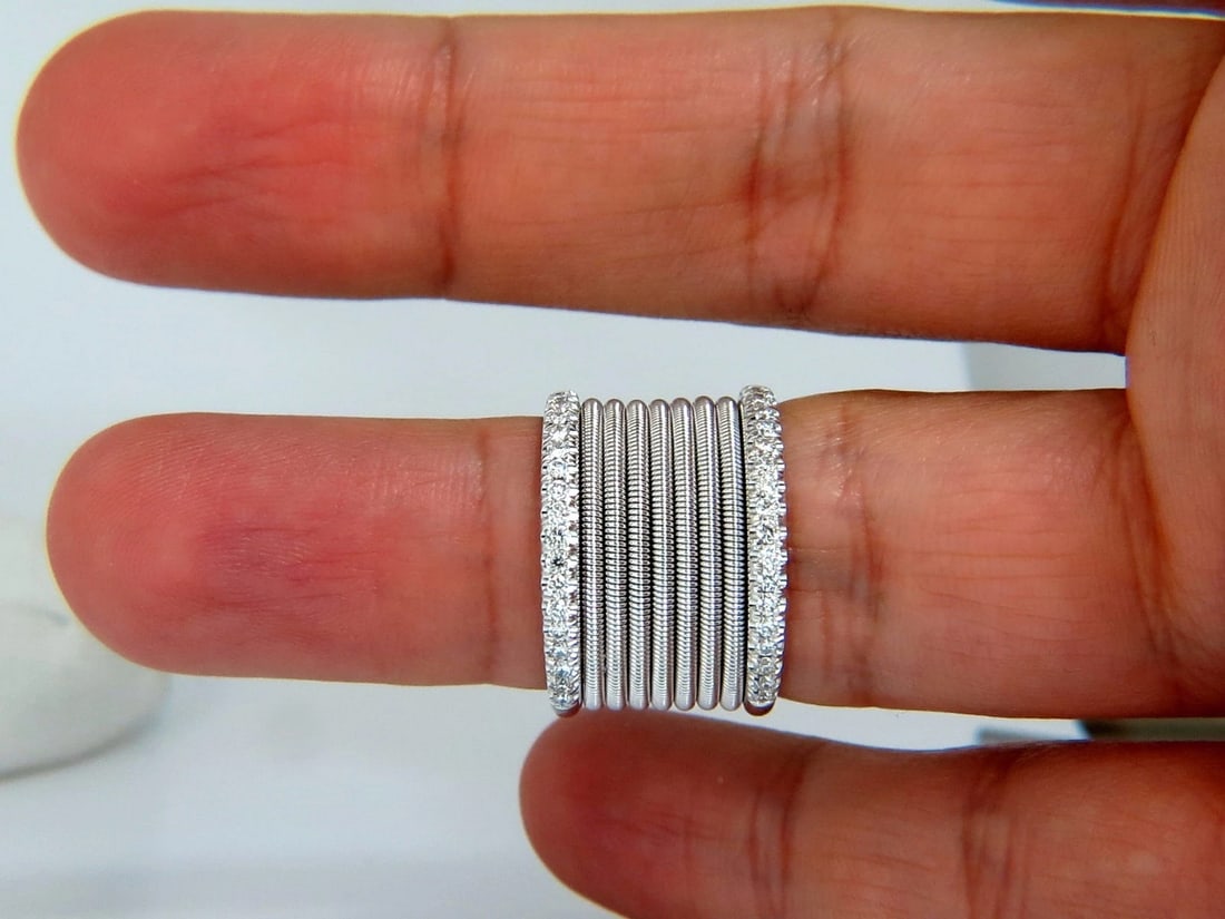 .50ct natural round bead set diamonds wide band 18kt coil wrap *v - 7