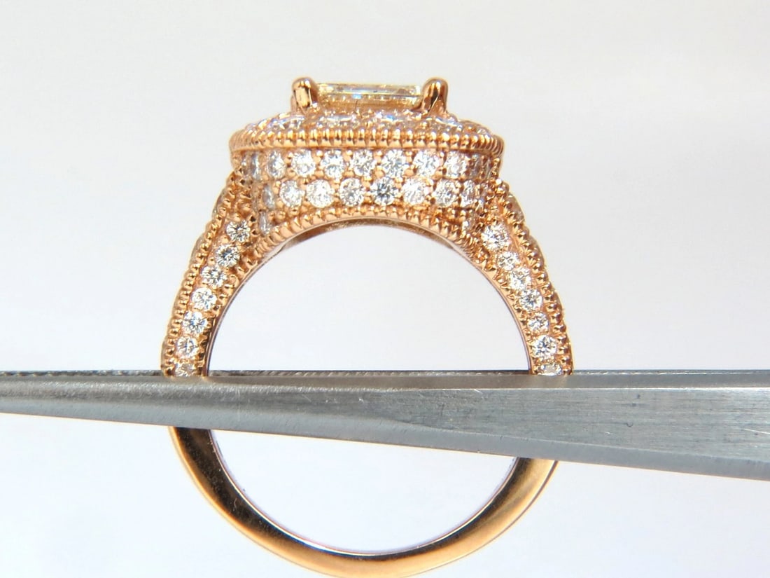 GIA CERTIFIED 5.37CT EMERALD CUT NATURAL DIAMOND RING 18KT HALO CLUSTER *v - 11