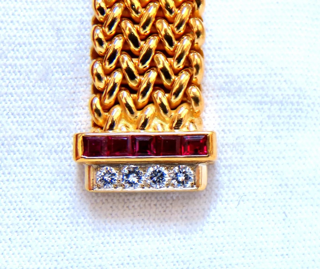 Ribbon Wrap Heavy Tight Cable Linked Ruby Diamond Necklace 14k 105 Gram ** - 2