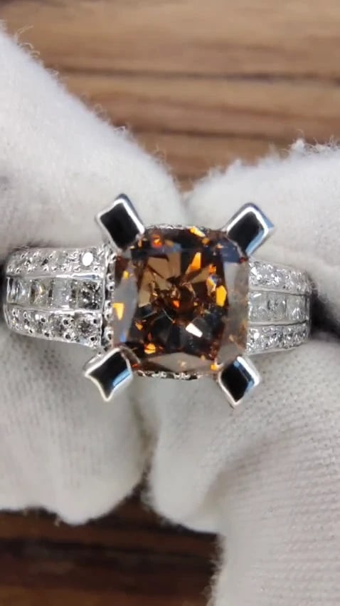 GIA CERTIFIED 2.76CT NATURAL FANCY ORANGE BROWN DIAMOND RING G/VS 14KT *v - 2
