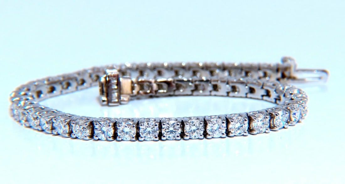 6.02 carat natural round diamonds link tennis bracelet 14kt gold** - 2