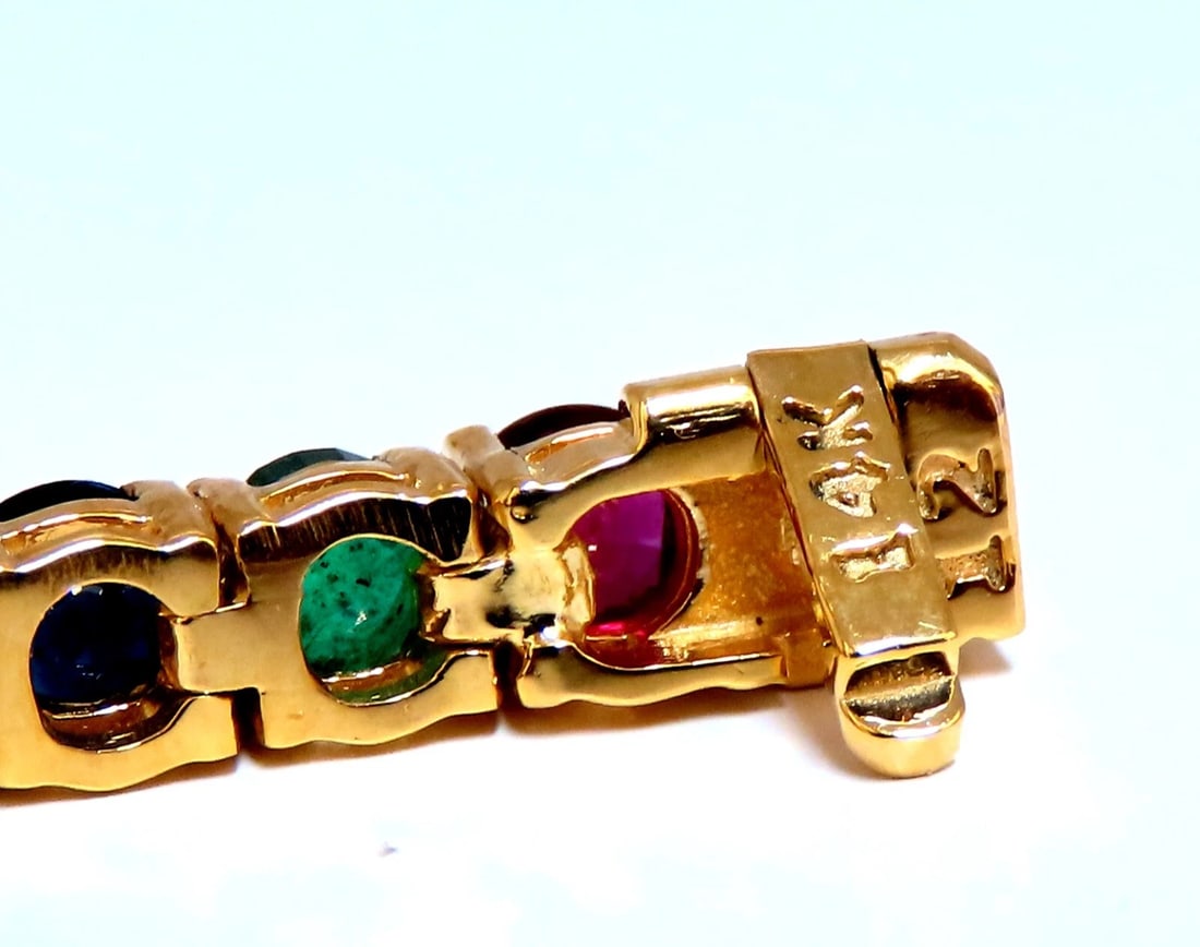 11.80ct Natural Sapphire Ruby Emerald Amethyst Tennis Bracelet 14kt Gem Line** - 3