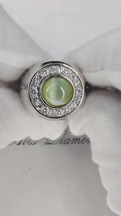 GIA Certified 4.78ct Natural Chrysoberyl Cats Eye Diamond Signet Ring 14kt *v - 2