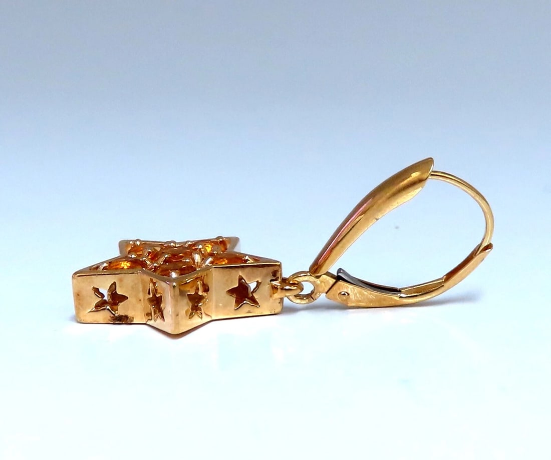 2ct Natural Citrine Star Dangle Earrings 14kt** - 2