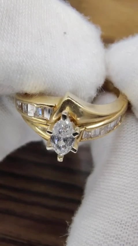 .53ct Natural Marquise Cut Natural Diamond Ring 14kt. Raised *v - 2