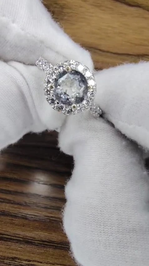 GIA Certified 3.28ct natural white sapphire diamonds ring 14kt halo prime *v - 2