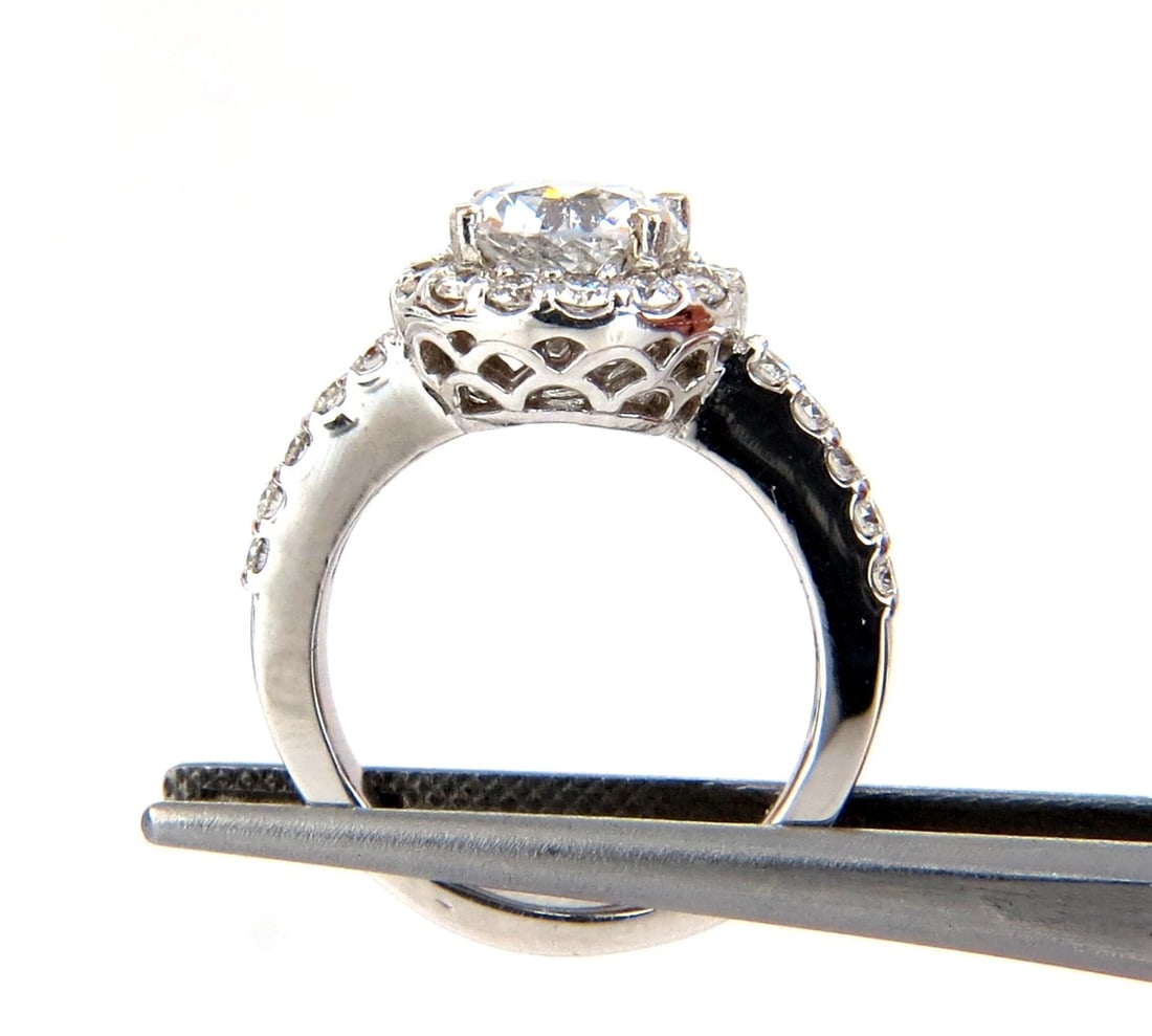 GIA Certified 3.28ct natural white sapphire diamonds ring 14kt halo prime *v - 6