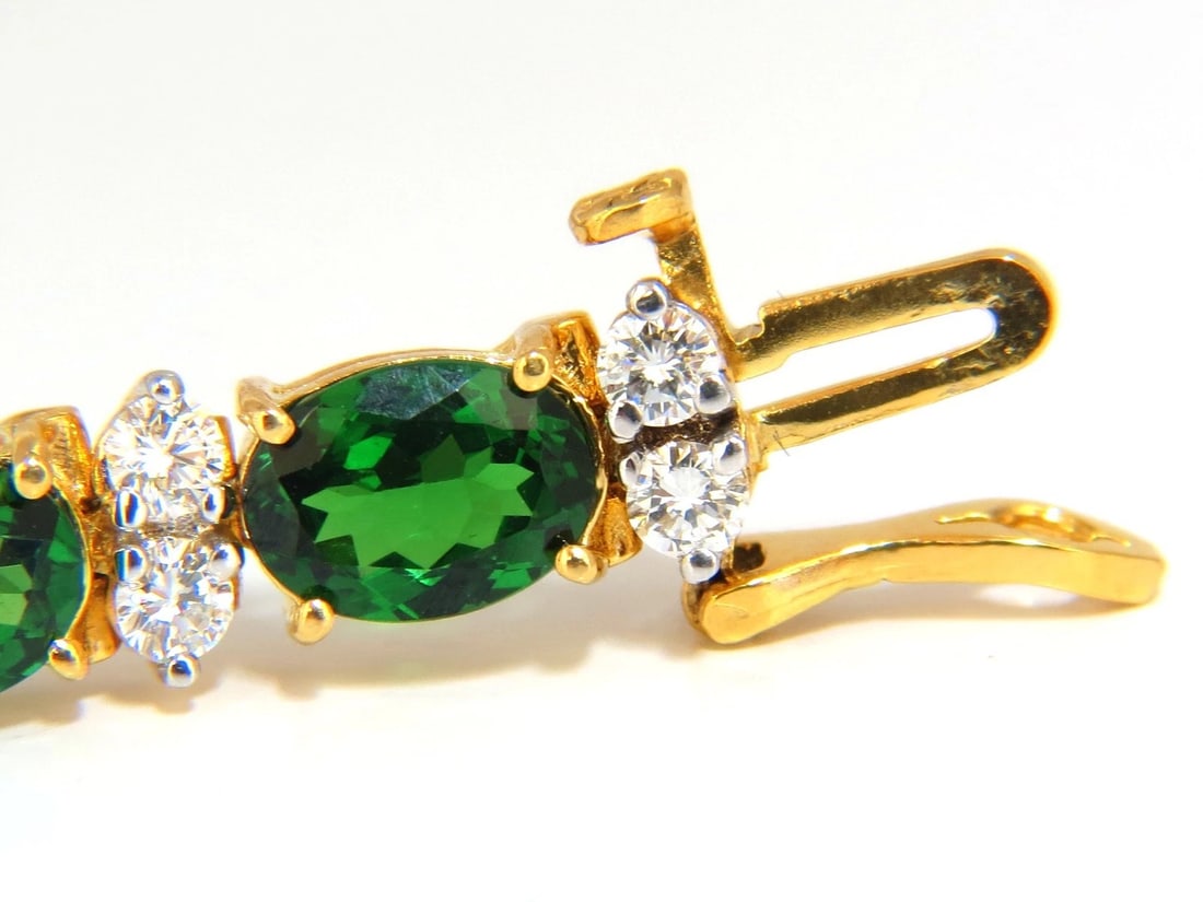 21.68CT NATURAL VIVID BRIGHT GREEN TSAVORITE DIAMONDS TENNIS BRACELET 14KT** - 4