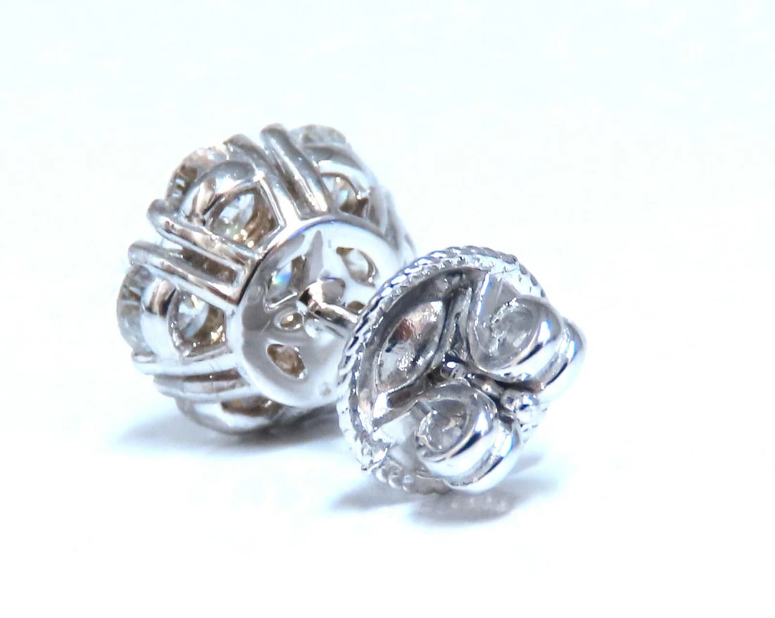 2ct Natural Diamonds Cluster Earrings 14kt** - 3