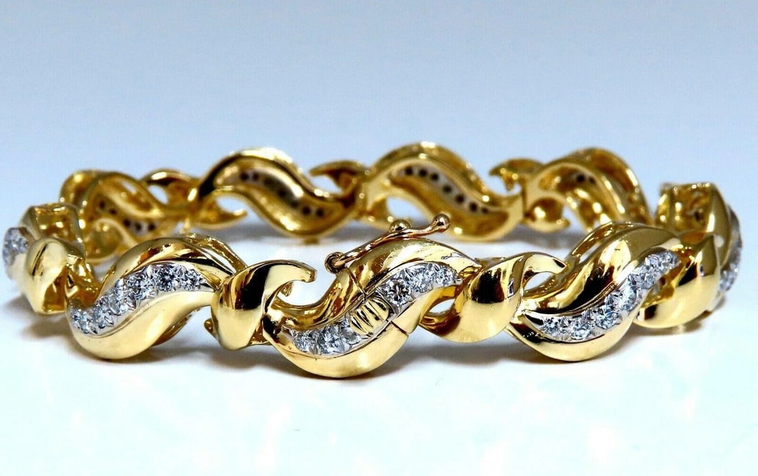 2.04ct Natural Round Diamonds S Link Bracelet 18Kt** - 6