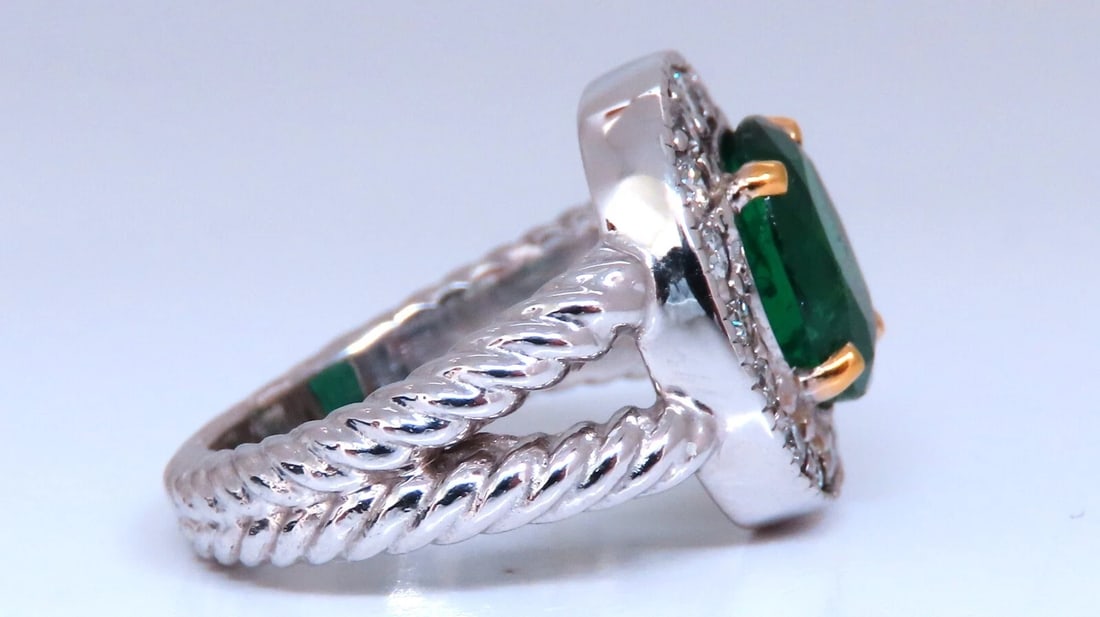 Emerald Diamonds Ring 14kt 2.69ct Natural Oval Brilliant *v - 3