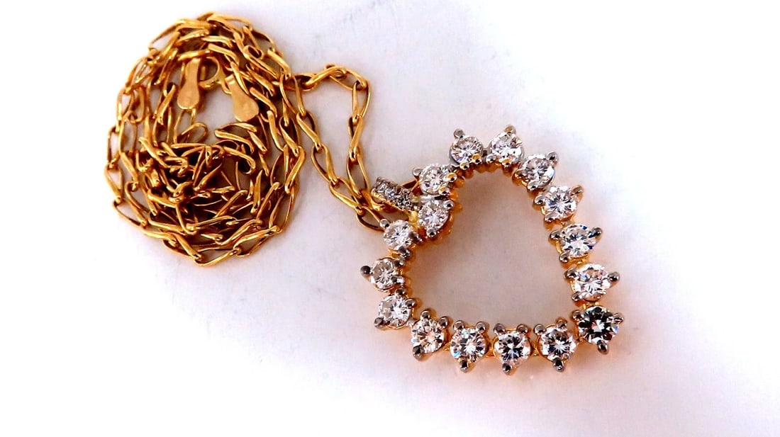 2.40ct natural diamonds open heart necklace 14kt g/vs** - 2