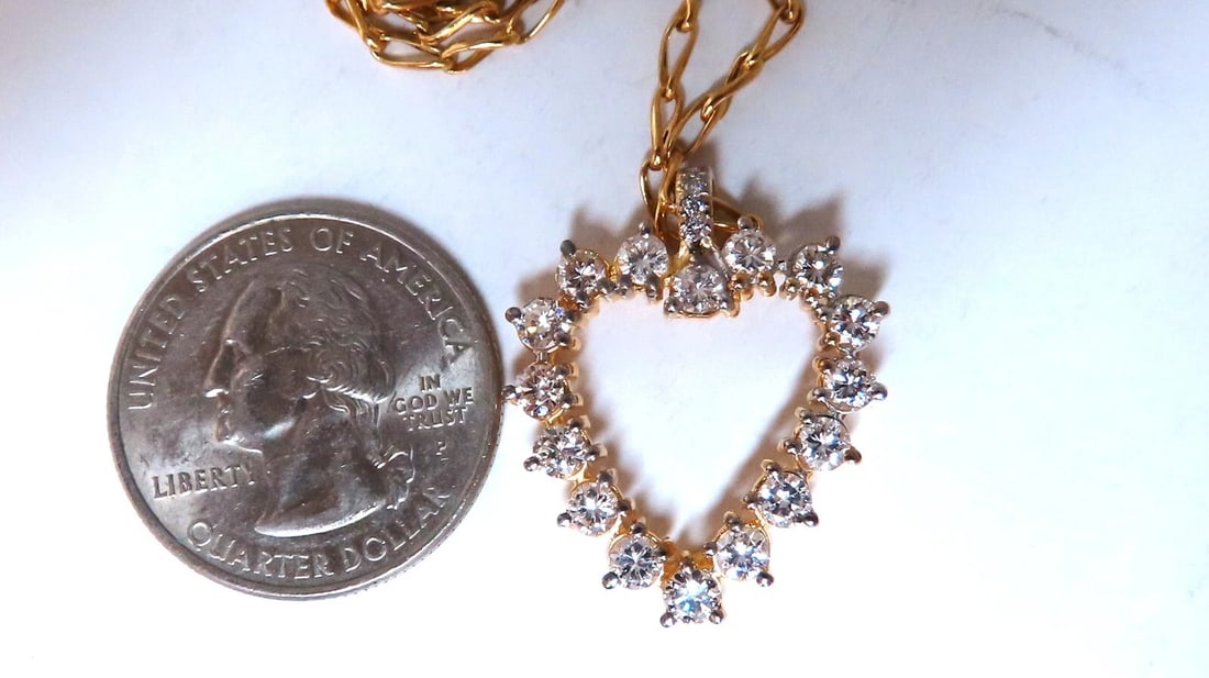 2.40ct natural diamonds open heart necklace 14kt g/vs** - 3