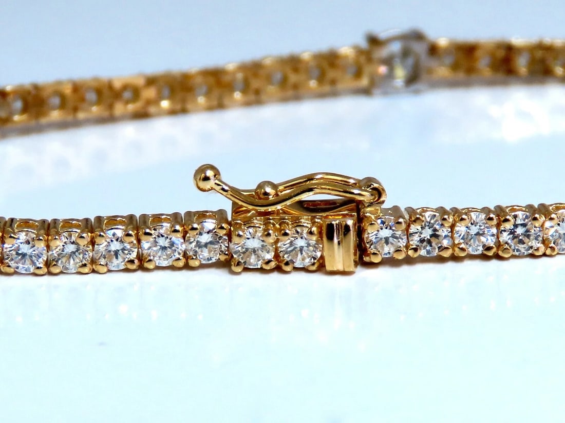 4.51ct Natural Diamonds Tennis Bracelet 14kt Gold Classic Station Alternate** - 3