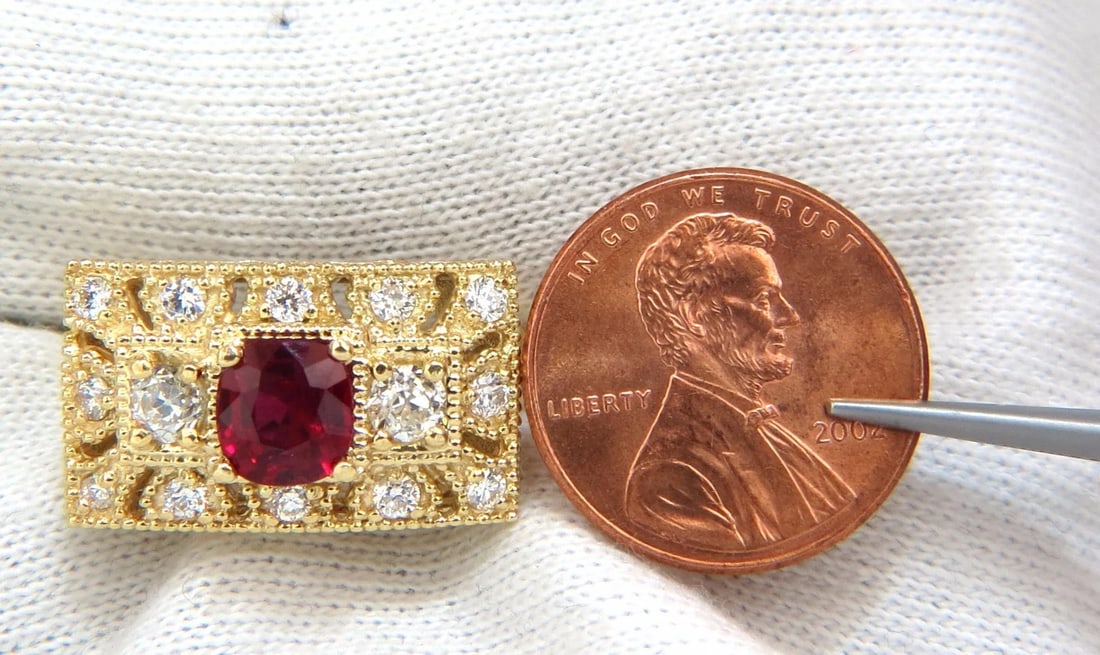 GIA 2.31CT NATURAL CUSHION VIVID RED RUBY DIAMONDS BYZANTINE RING 18KT GOLD*v - 11