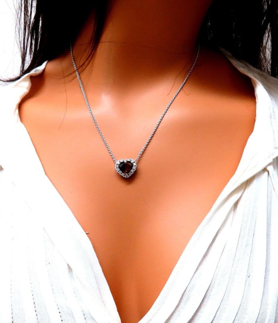 GIA certified 2.23ct Natural No Heat Heart Sapphire Diamonds Necklace 14kt ** - 4