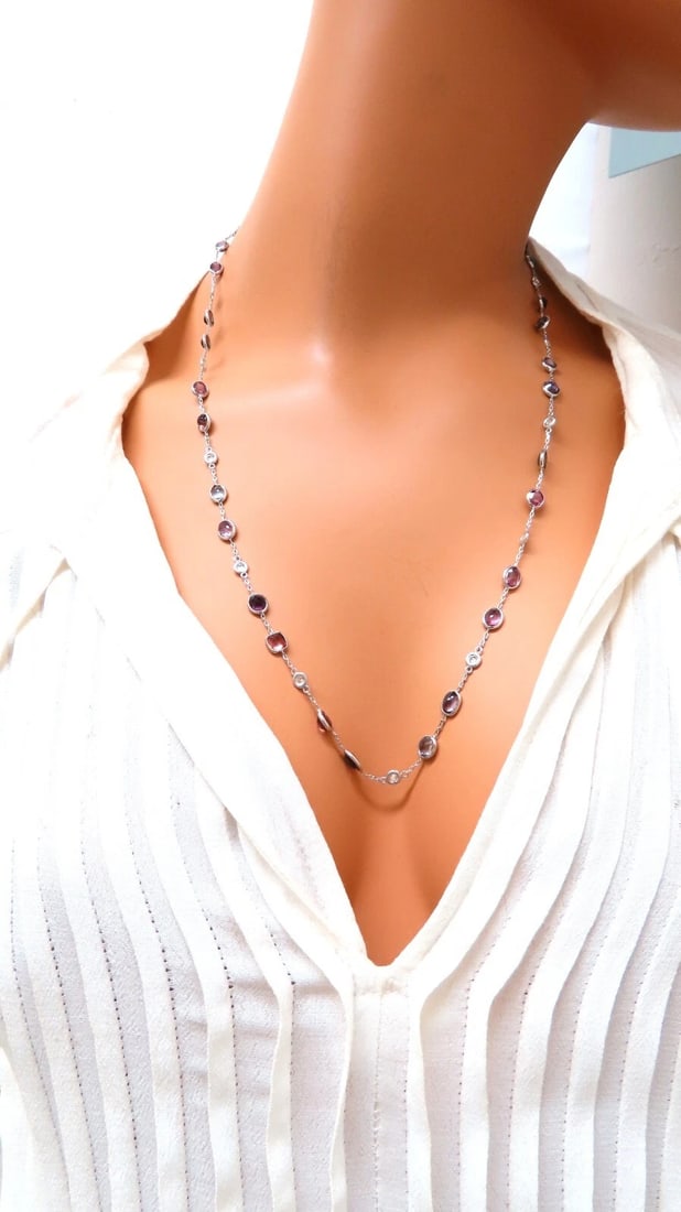 23 carat multi-colored natural spinel diamonds yard necklace 24 inch 14kt gold** - 5