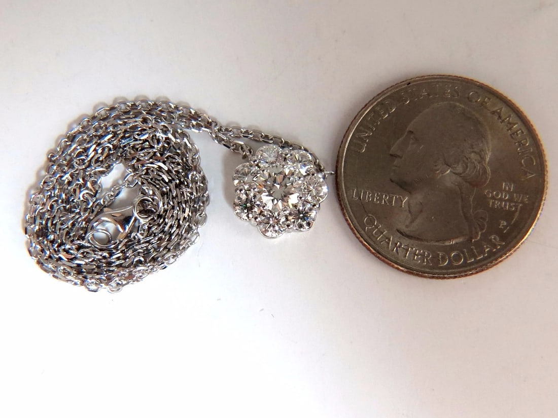 1.52ct diamonds halo cluster necklace 14kt** - 4