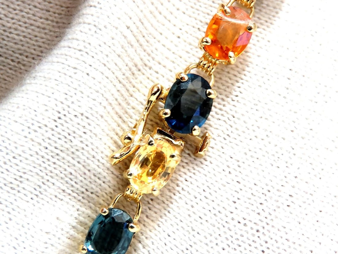 18.20Ct Natural MultiColor Sapphire Bracelet 14Kt gold** - 3