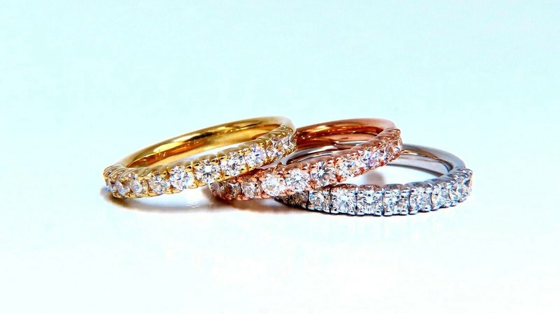 2.04ct Natural Diamonds Stacking Bands 14kt Gold Ref 12314 *v - 4