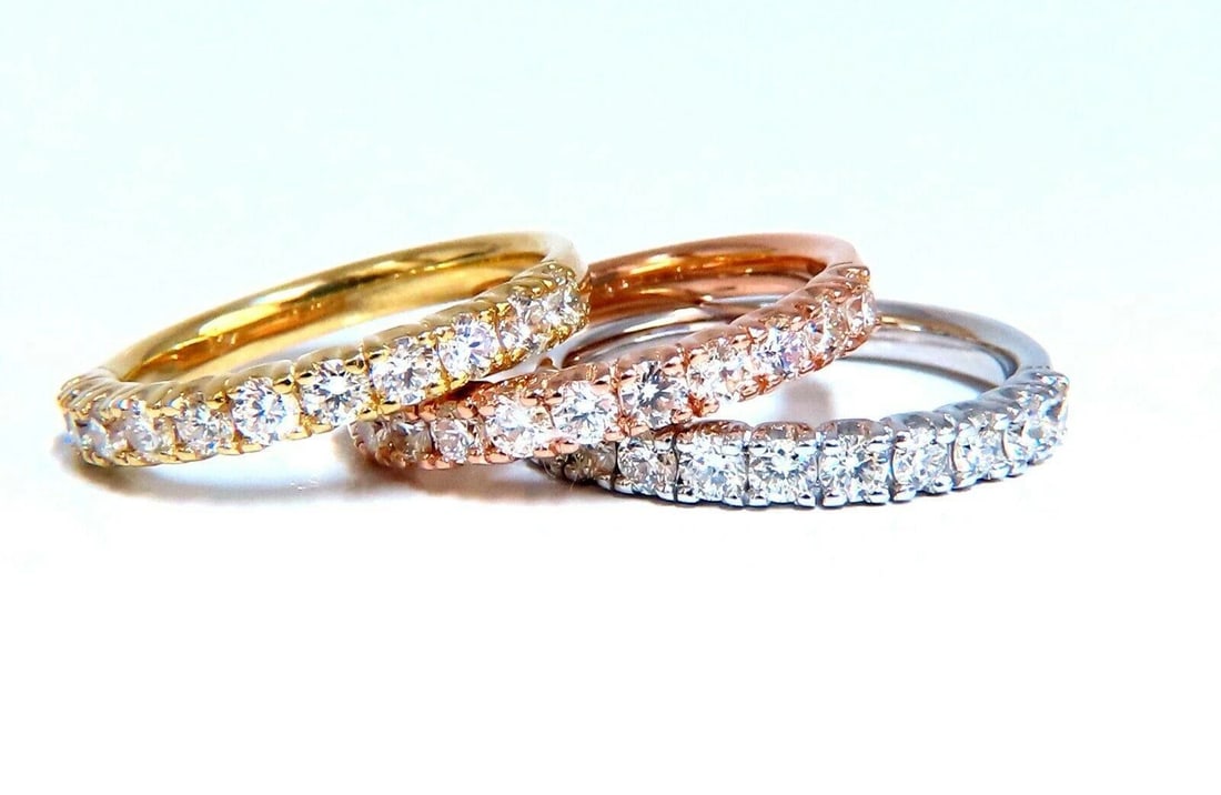 2.04ct Natural Diamonds Stacking Bands 14kt Gold Ref 12314 *v - 5