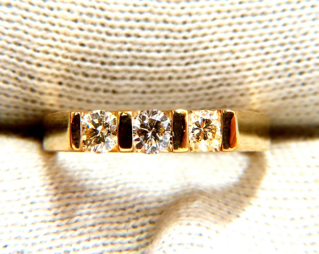 .50ct Natural Fancy Light Yellow Diamonds Ring Channel Bar 14kt** - 4