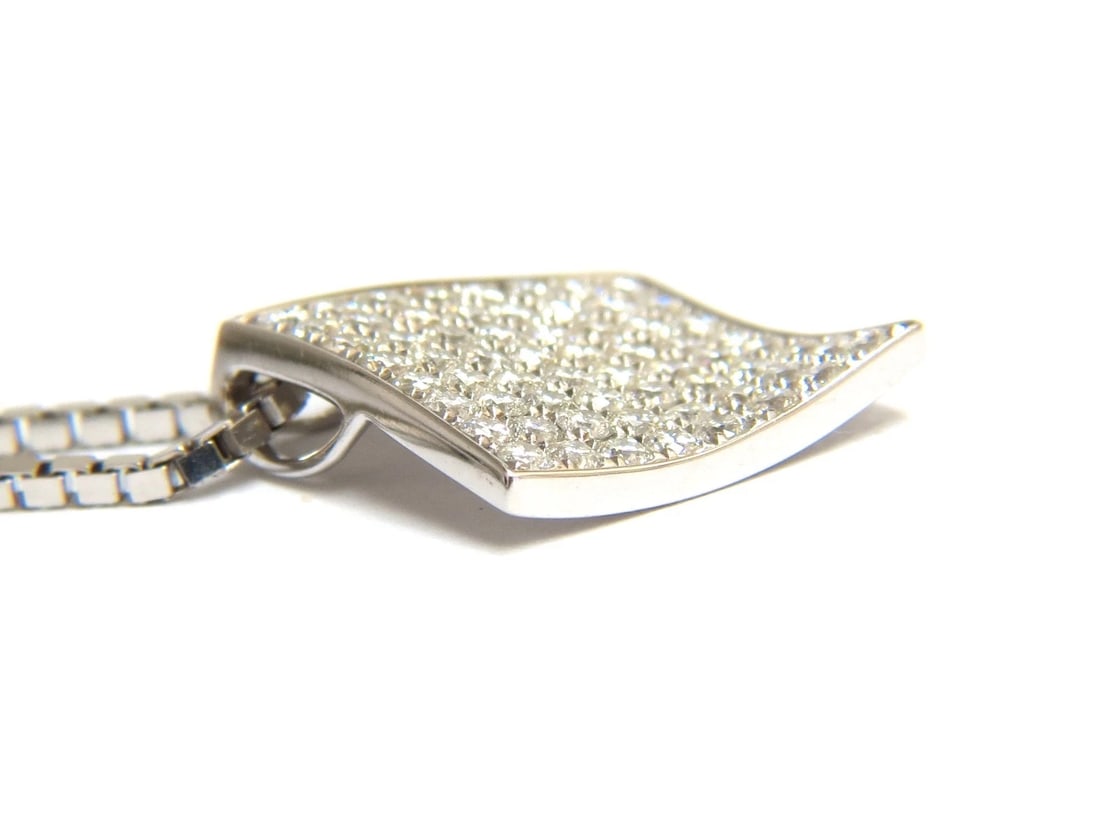 1.40CT DIAMONDS BEAD SET SQUARE ZEN PENDANT 3D CURVE 14KT 16 INCH CHAIN** - 4