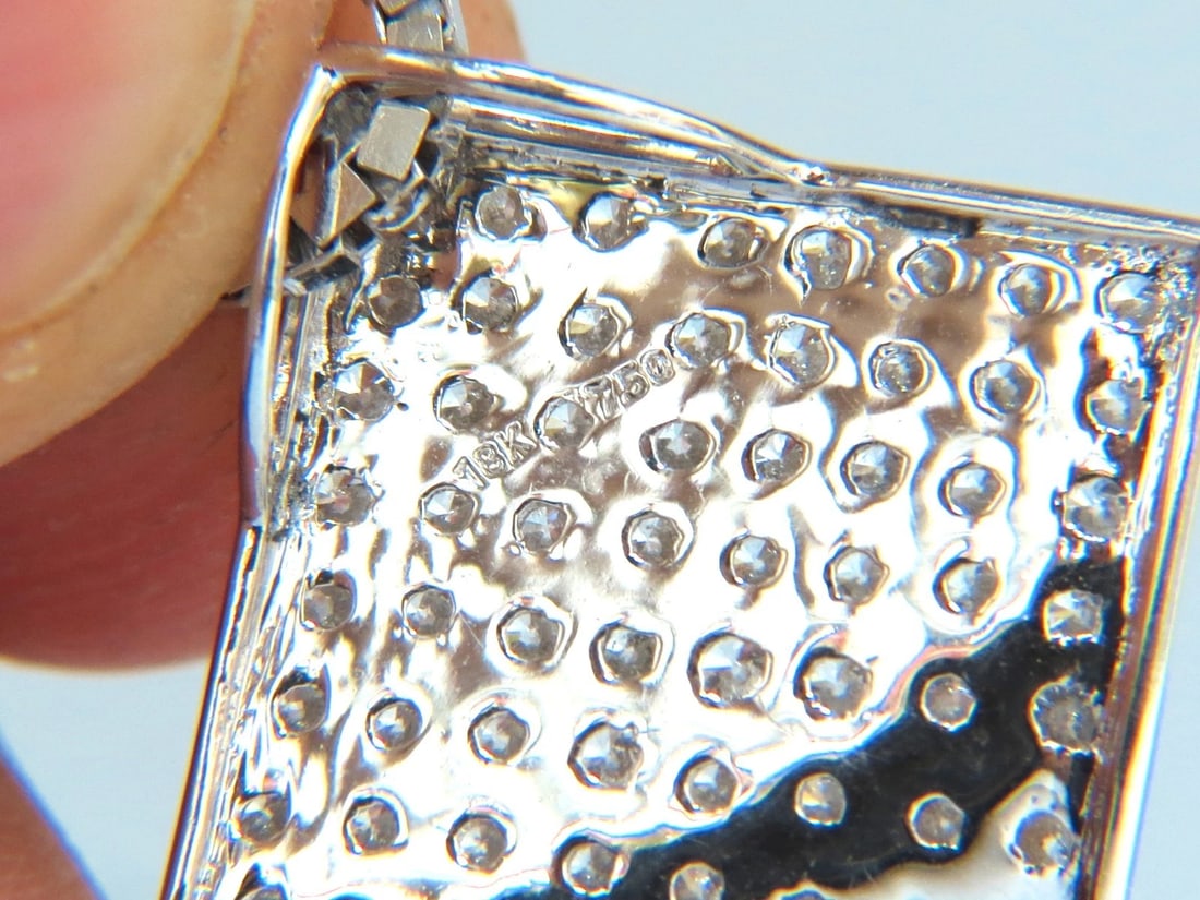 1.40CT DIAMONDS BEAD SET SQUARE ZEN PENDANT 3D CURVE 14KT 16 INCH CHAIN** - 5
