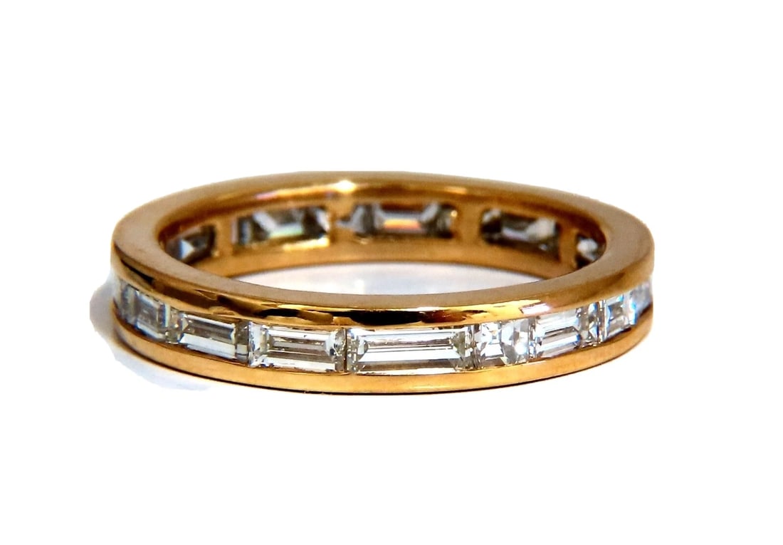 2.20ct. natural baguette diamonds eternity ring 14kt Gold 3.8mm size 8.5 *v: 2.20.ct. Natural diamonds eternity baguette ring. G-color Vs-2 clarity. Ring: 3.8mm wide Depth 2.4mm 14kt. Yellow gold. 3.8 Grams size 8.5 $8000 Appraisal Certificate to accompany. Resizing Se