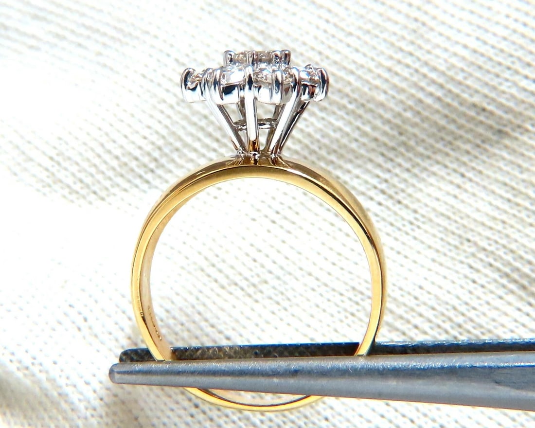 1.04ct Natural Diamonds Floating Cluster on Band Ring 14kt Vintage *v - 4
