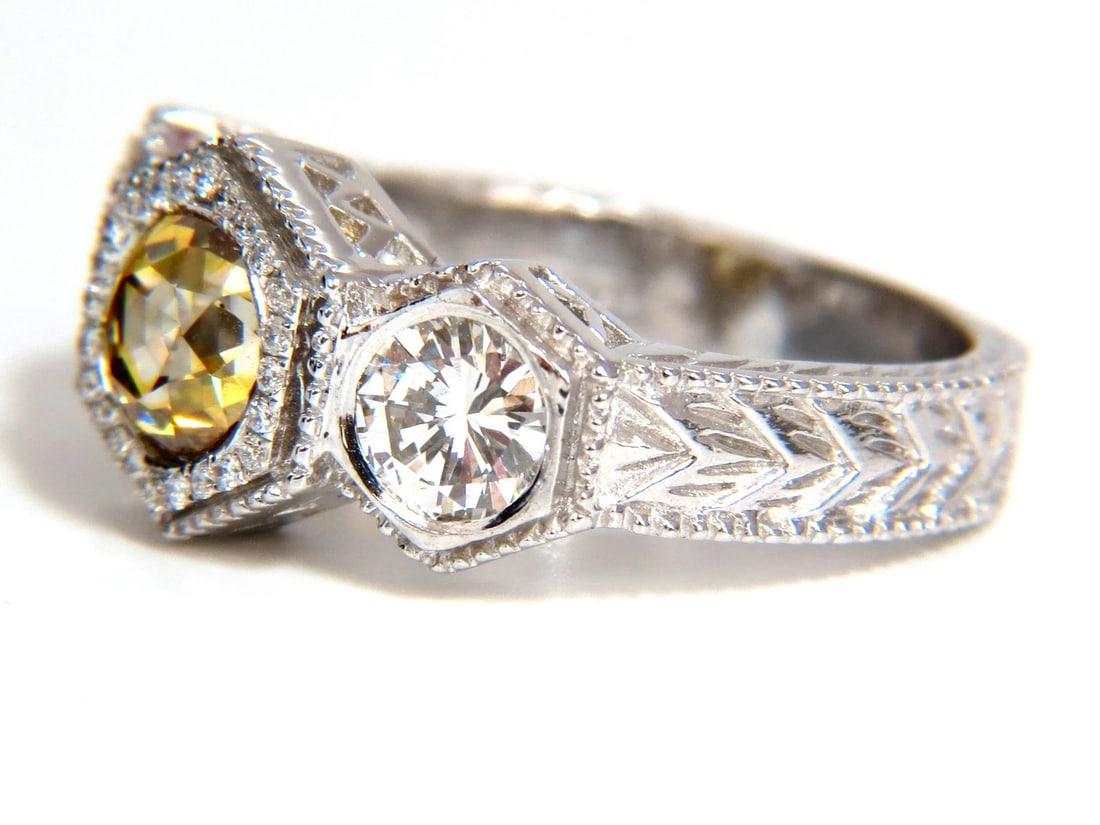 GIA NATURAL 2.30CT FANCY YELLOW BROWN DIAMONDS RING 18KT EDWARDIAN CROWN DECO *v - 5