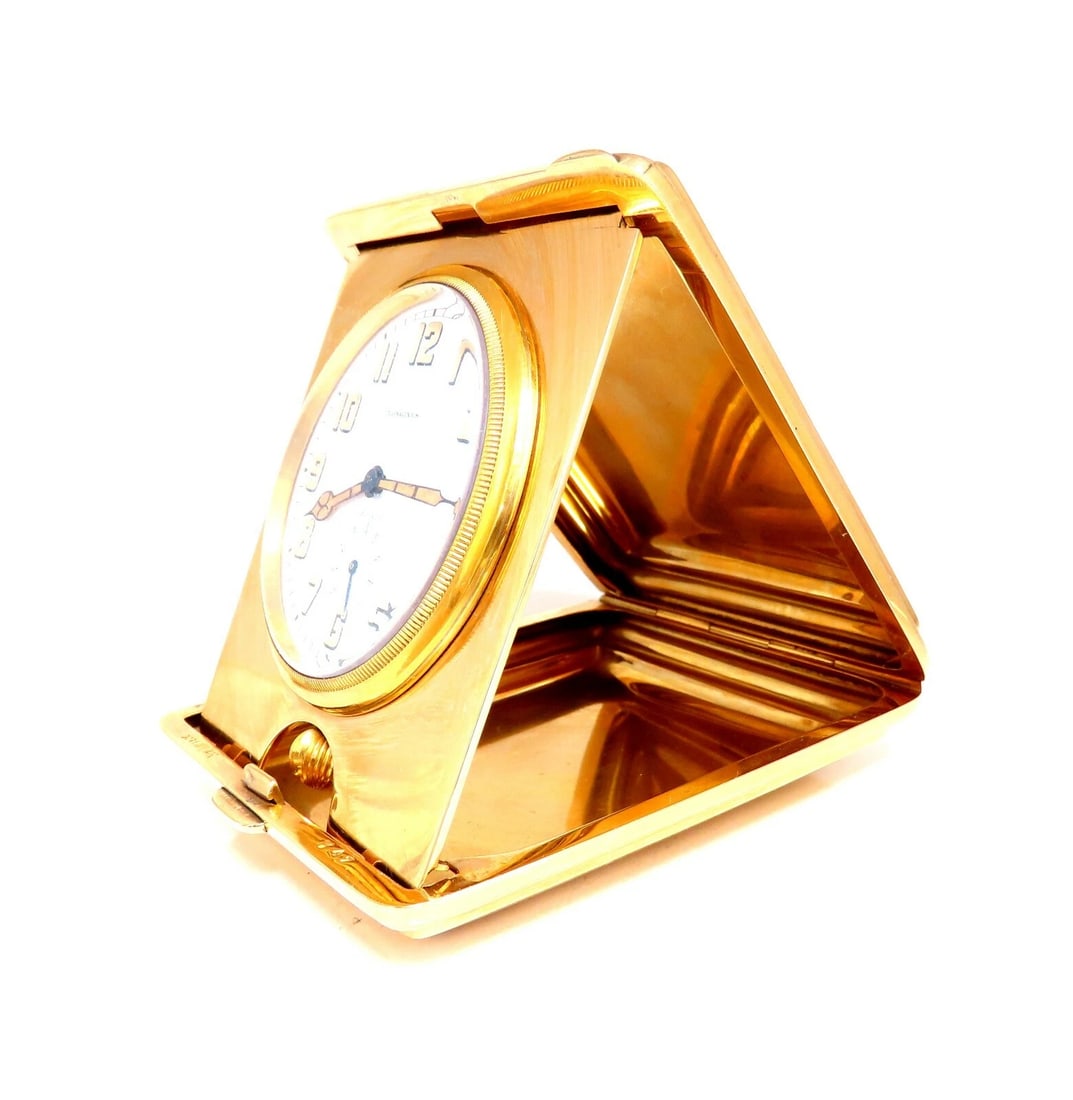 Authentic Gorham Longines Travel Clock 14 Karat Folding 8 Day Power Reserve** - 3