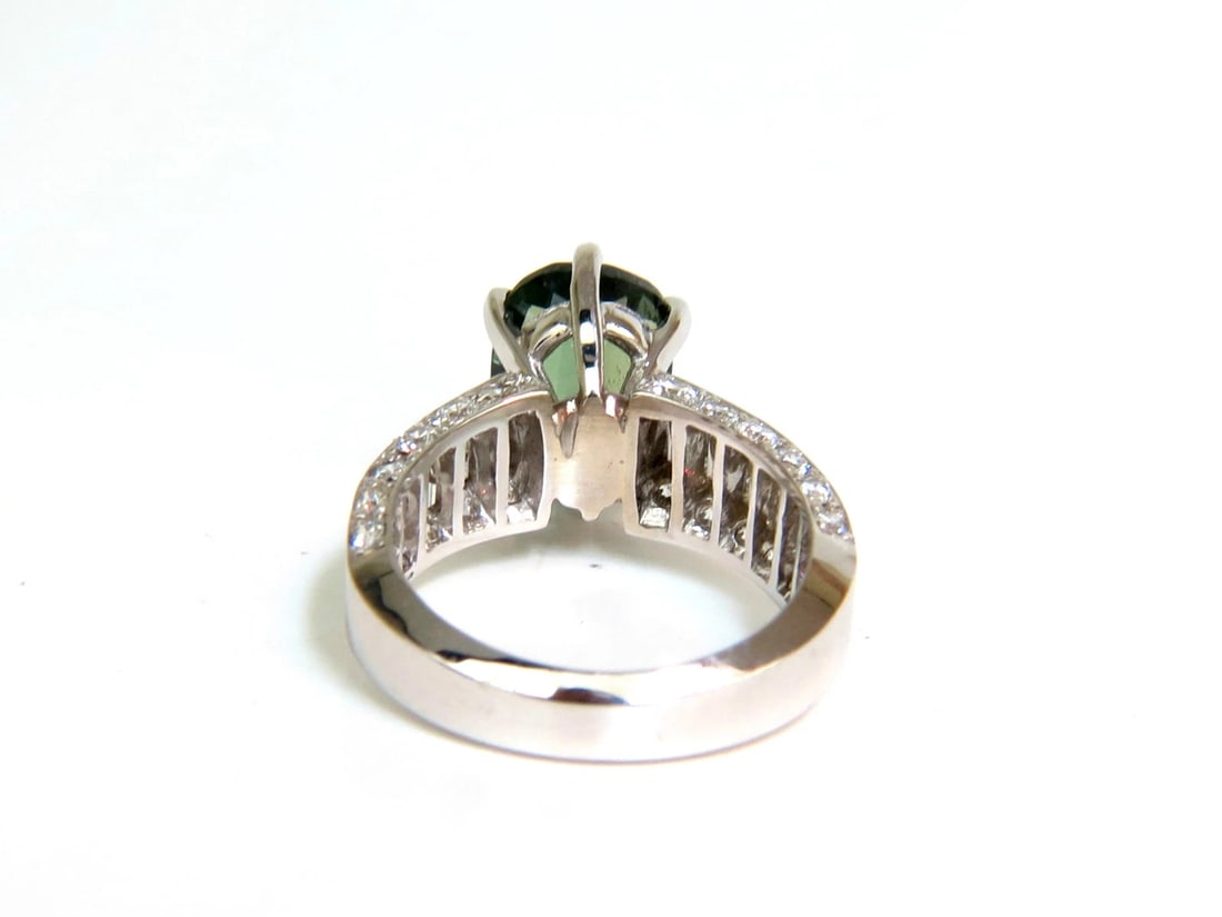 GIA CERTIFIED FINE GEM GREEN 7.60CT NATURAL CHRYSOBERYL DIAMOND RING 14kt*v - 3
