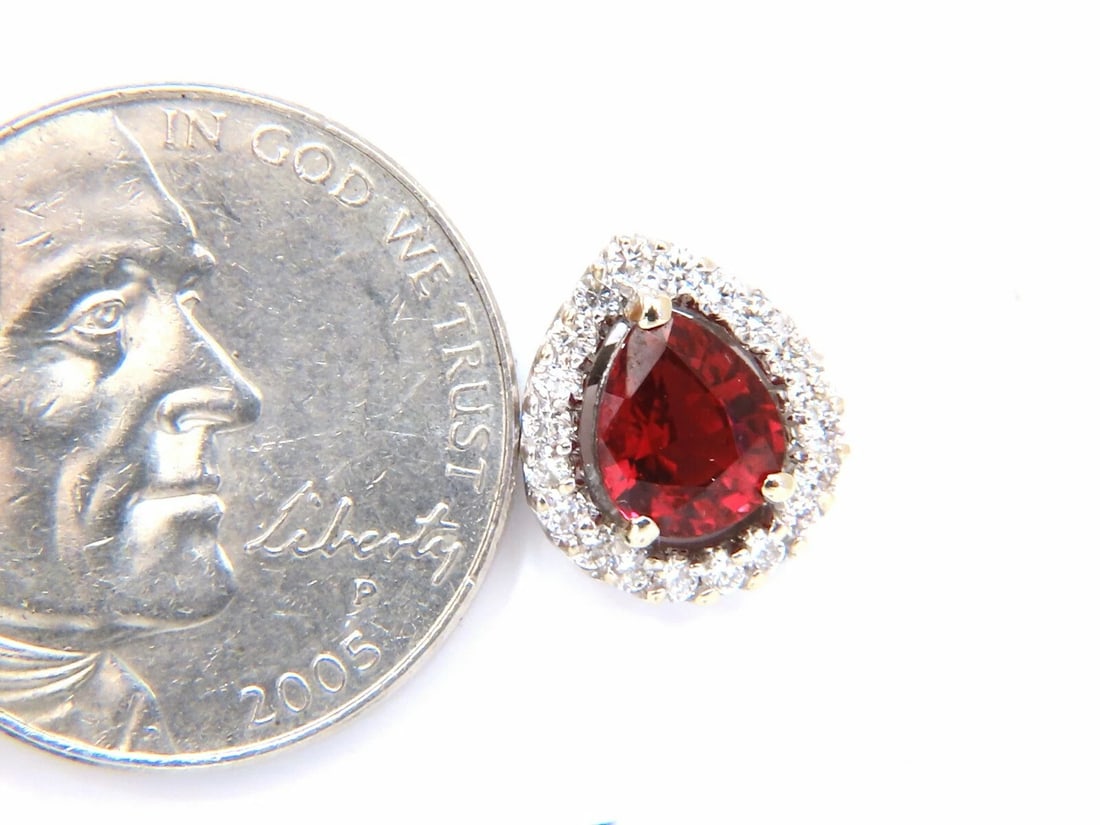 GIA Certified 1.19 and 1.28ct. Natural ruby diamond earrings 18 Karat Cluster** - 2