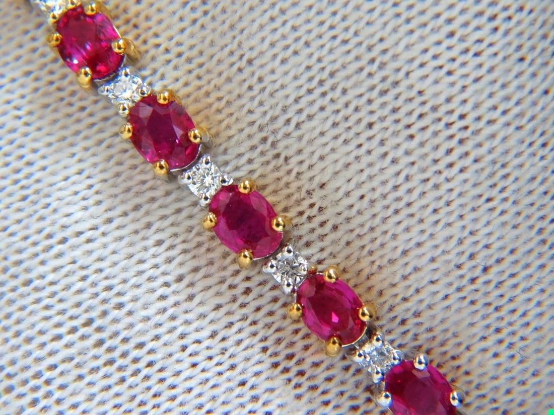 6.88ct bright red natural ruby diamonds alternating tennis bracelet 14kt 10496** - 3