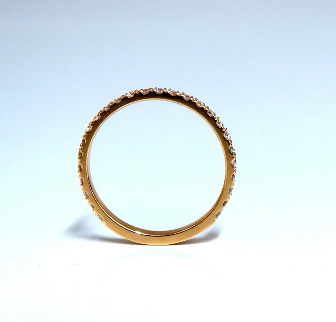 .40ct natural round diamond band ring 14 Karat Bead Set Pave Flat Band *v - 2