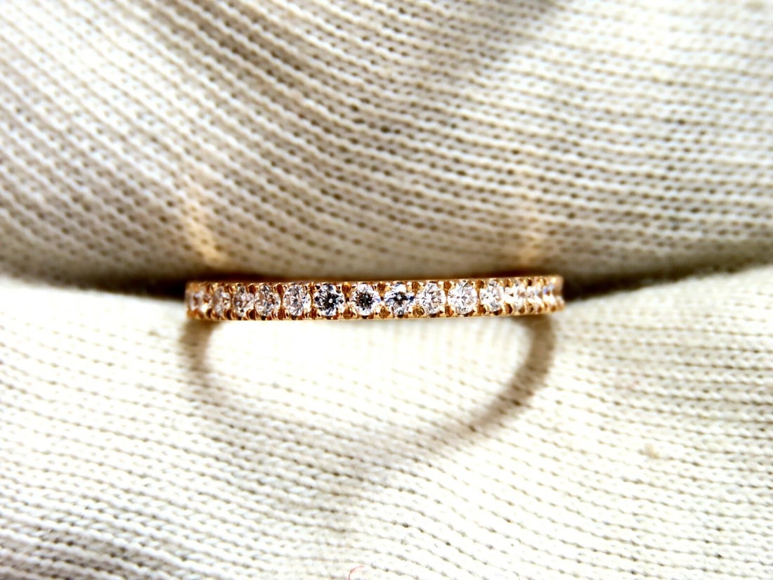 .40ct natural round diamond band ring 14 Karat Bead Set Pave Flat Band *v - 3