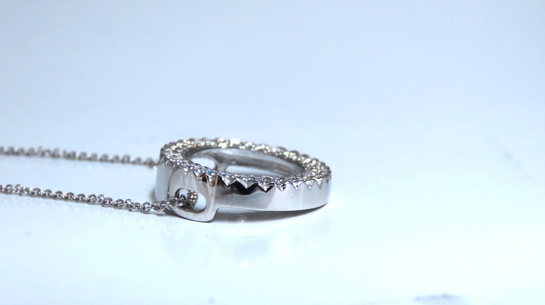 .35ct Natural Round Diamonds Circle Pendant Necklace 14kt ** - 4