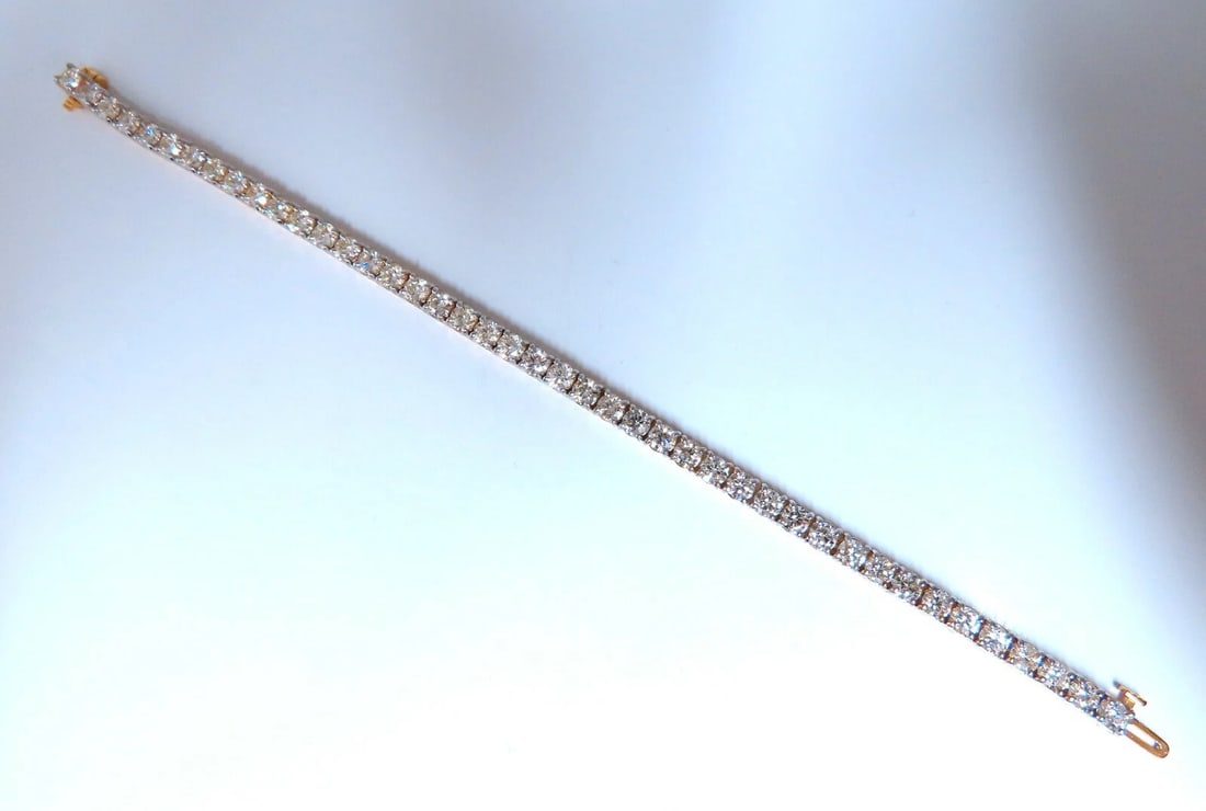 8.35ct Natural Round Brilliant Diamonds Tennis Bracelet 14kt** - 8