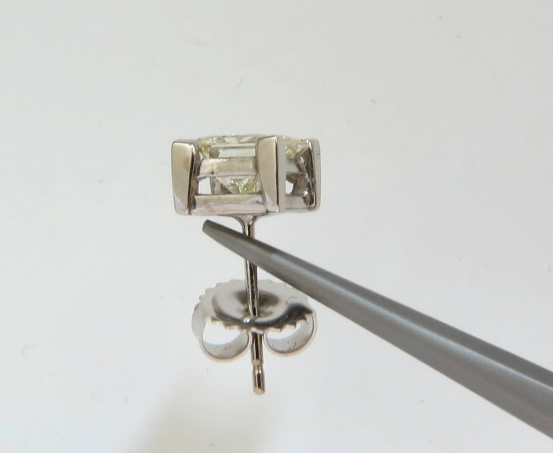2.00CT NATURAL PRINCESS CUT DIAMOND STUD EARRINGS J/SI-1 14KT** - 6