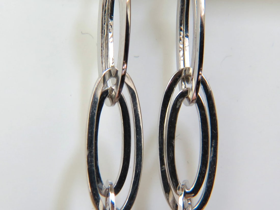 14KT GOLD .46CT ELONGATED OVALS DIAMOND DANGLE EARRINGS HINGED** - 7