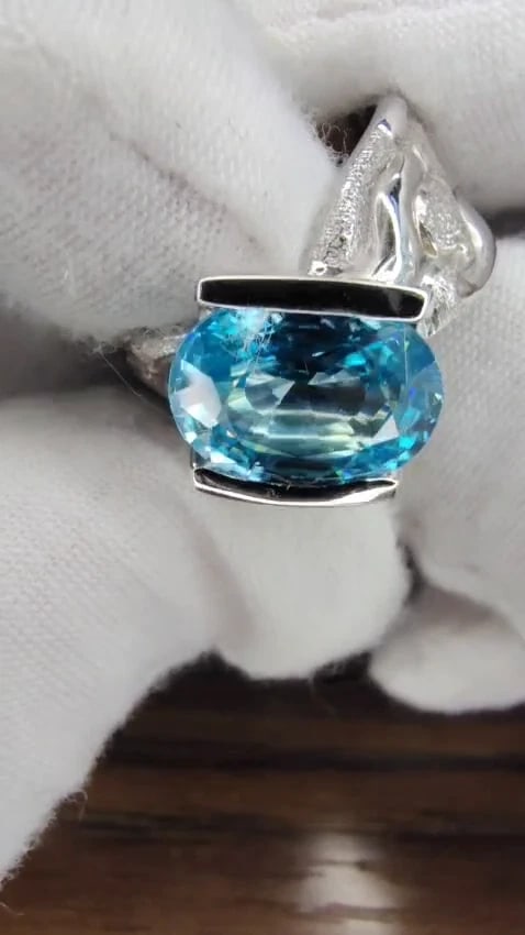 6.20ct Natural Indigo Blue zircon Ring 14kt scaling deco *v - 2