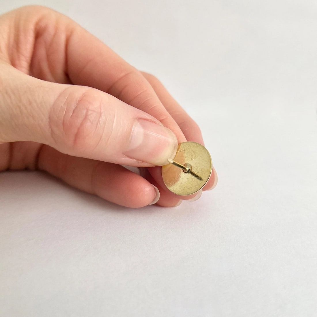 Vintage 1960's Fluted Round Disc Pin Tie Tack 14K Yellow Gold, 1.49 Grams - 6