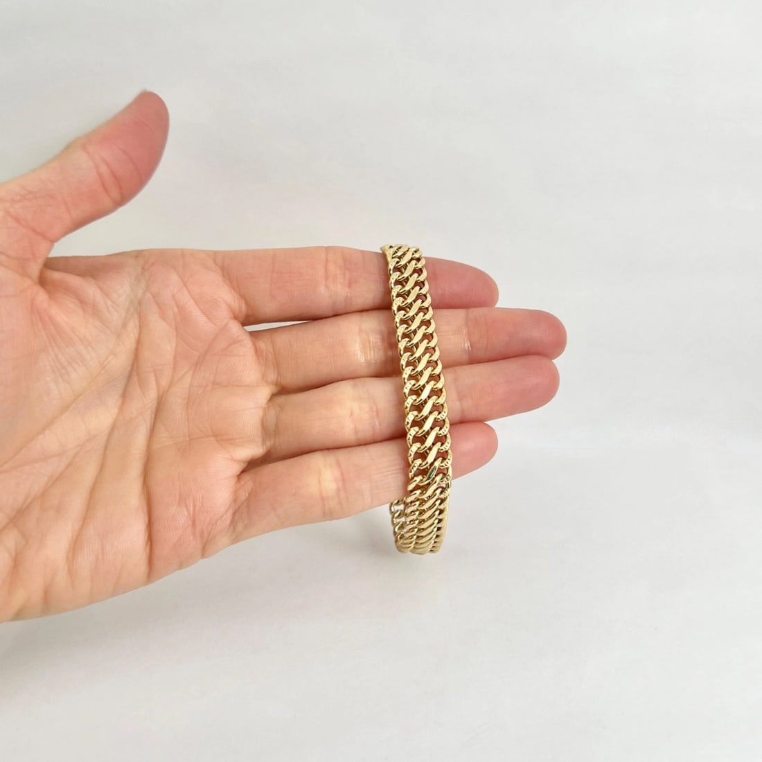 Vintage 1960's Italian Wide Woven Chain Bracelet 14K Yellow Gold 7 Inch, 8.66 Gr - 3