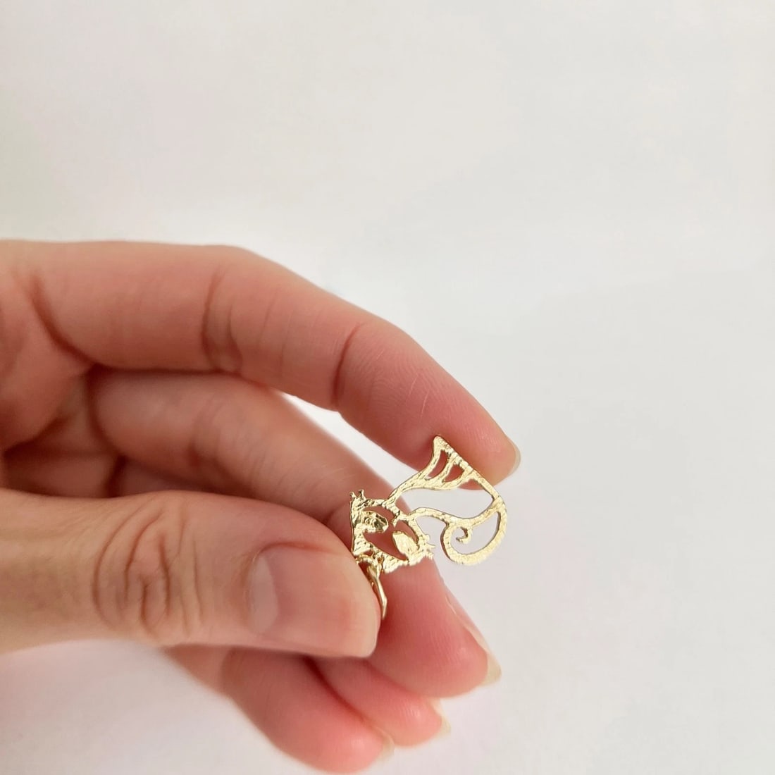 Vintage 1960's Kitty Cat Animal Charm Pendant 14K Yellow Gold .93 Grams - 6