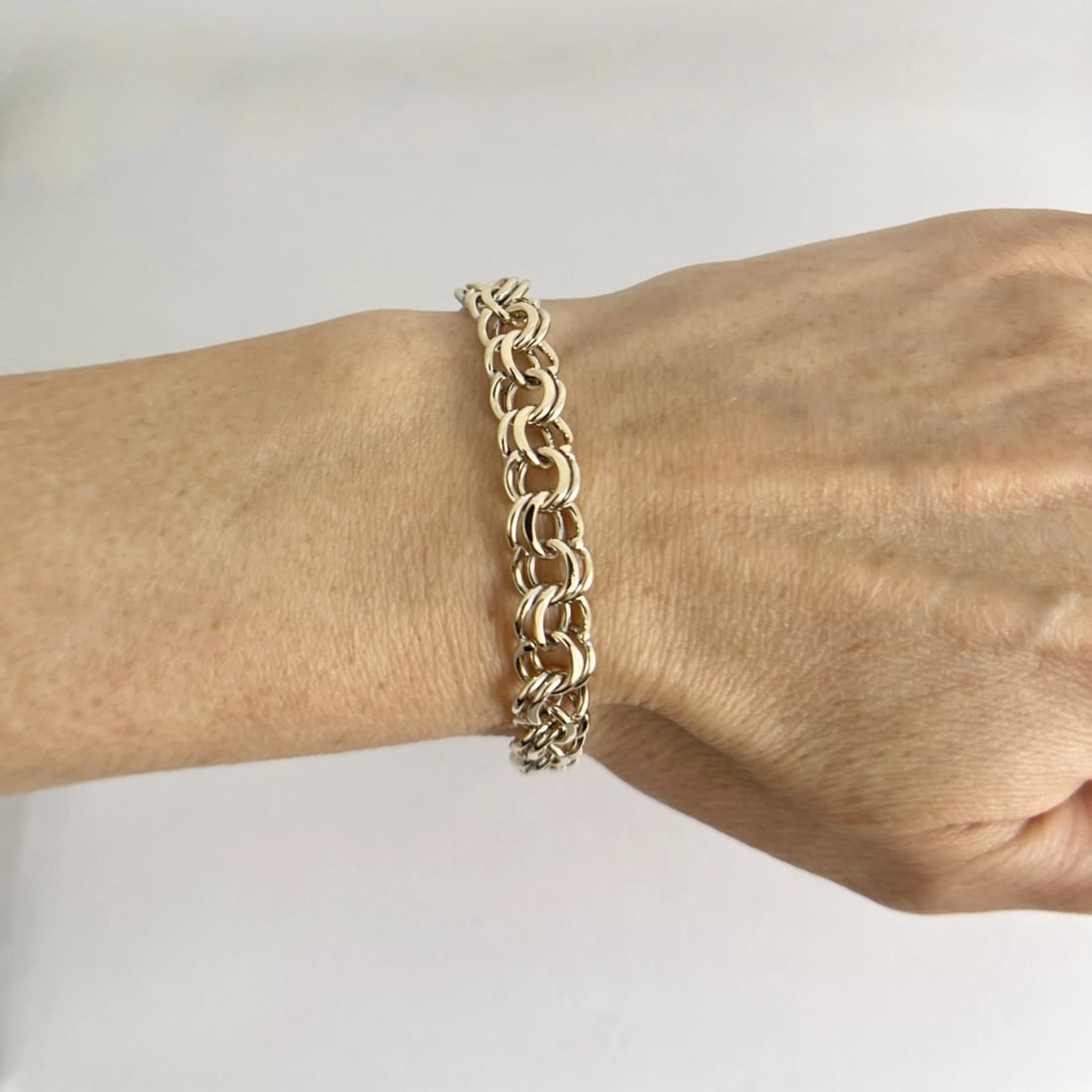 Vintage 1950's Charm Chain Link Bracelet 14K Yellow Gold, 8 Inches, 20.86 Grams - 4