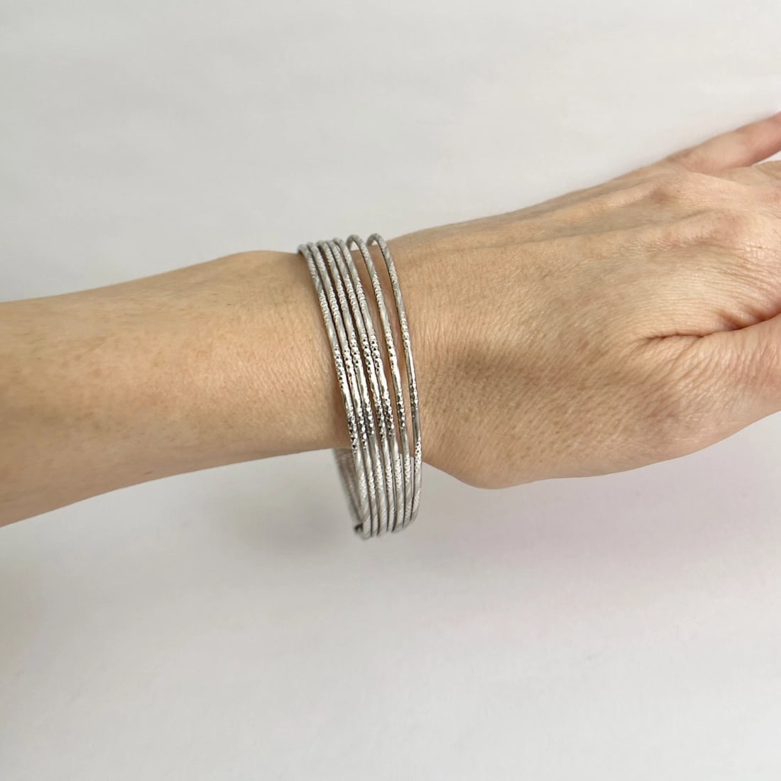 Vintage Stackable Bangle Bracelet Set Sterling Silver, 14.77 Grams - 5
