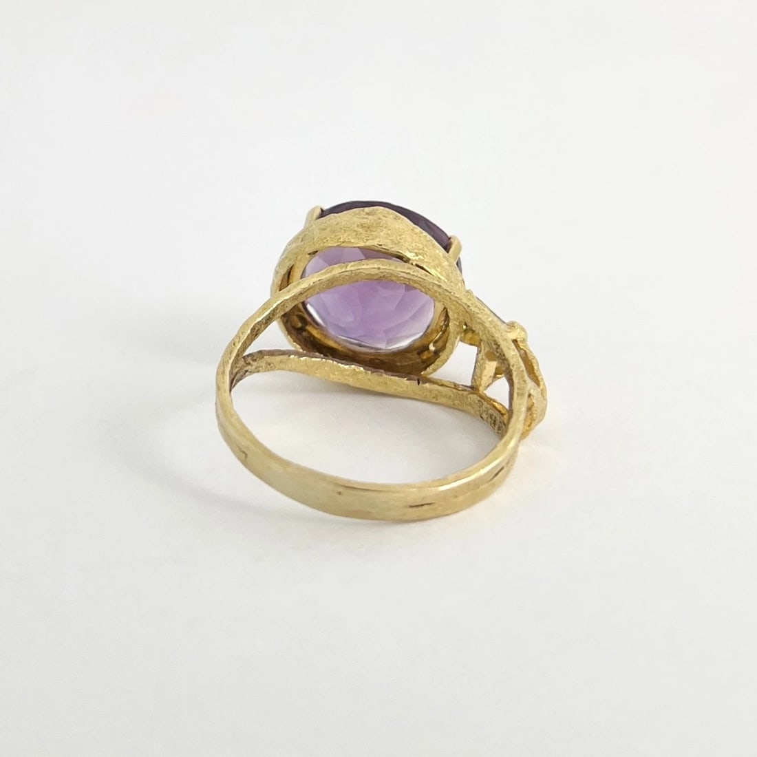 Vintage 1960's Purple Amethyst Diamond Cocktail Ring 18K Yellow Gold, 8.68 Grams - 7